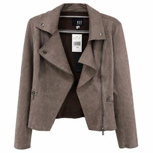 KUT From The Kloth Faux Suede Moto Jacket Taupe NWT Size Small